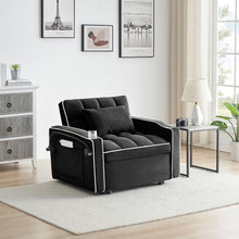 Single Seater Sofa Bed with USB Port & Phone Holder | Black
