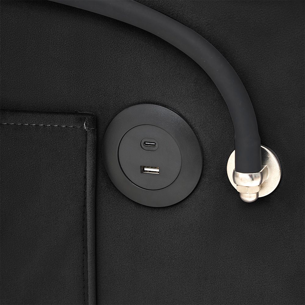 Single Seater Sofa Bed with USB Port & Phone Holder | Black