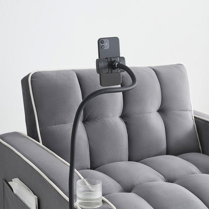 Single Seater Sofa Bed with USB Port & Phone Holder | Grey