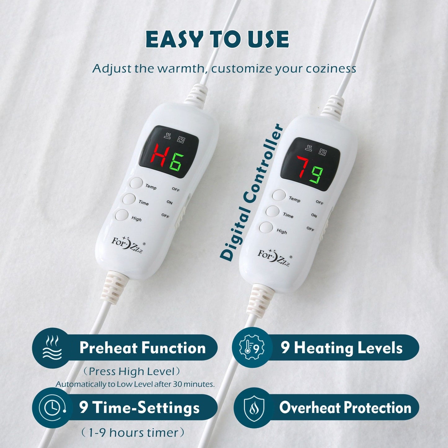 Heated Mattress Pad - Bedding Electric Blanket with 9 Heat Setting & 9-Hour Auto Off, Heated Mattress Pad-Machine Washable Fully Fitted Heating Pad with Overheat Protection , 800GSM Non Woven Fabric-fitted sheet cover(Super King)