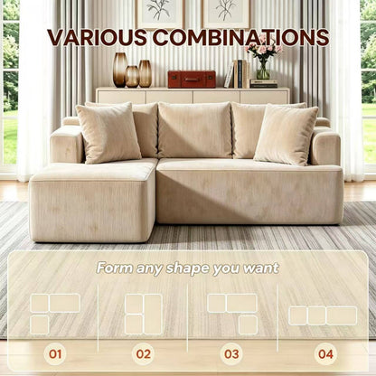Khaki modular corner sofa with a compact footprint for small apartments