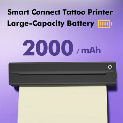 Portable A4 Thermal Printer with Bluetooth Wireless Connectivity, Inkless Printing for Home, Office, and Tattoo Transfer Use on Paper and Various Media (White)