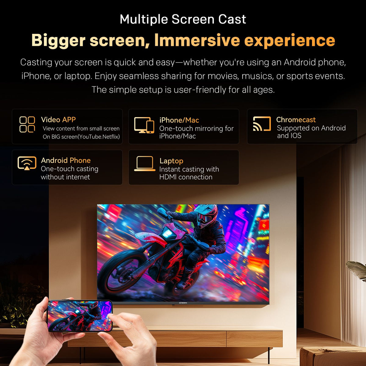 SKYWORTH 40" E5500H EyeCare Smart Google TV, 1080P FHD