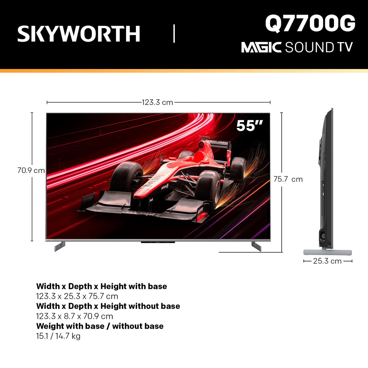 SKYWORTH Q7700G 55 inch QLED+ TV with a 144Hz native refresh rate