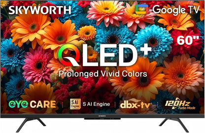 SKYWORTH Q6600H 60" - QLED+ 4K Smart Google TV, Gen 5 Quantum Dot, 120Hz Refresh Rate, AI-Powered Picture, Dolby Audio DBX-tv Audio, Voice Control, Screen Casting, HDR, Eco-Friendly Design