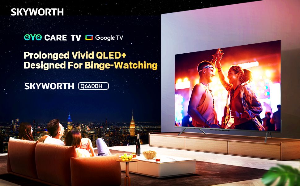 SKYWORTH Q6600H 60" - QLED+ 4K Smart Google TV, Gen 5 Quantum Dot, 120Hz Refresh Rate, AI-Powered Picture, Dolby Audio DBX-tv Audio, Voice Control, Screen Casting, HDR, Eco-Friendly Design