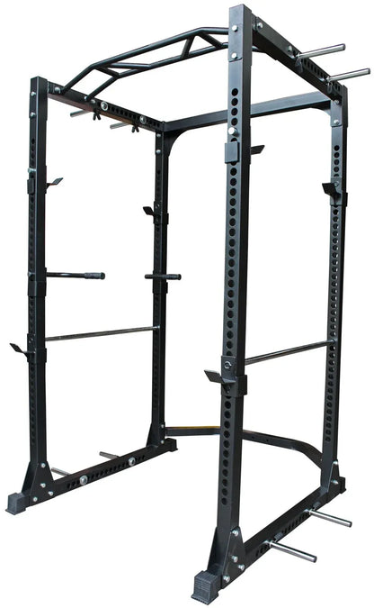 Rear lat pulldown and low row cable system on the H-0076 power cage