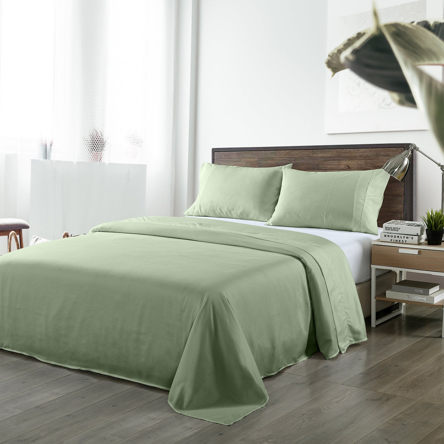 Bamboo Sheet Set Queen 1000TC 40% Bamboo 60% Microfibre Sage Green
