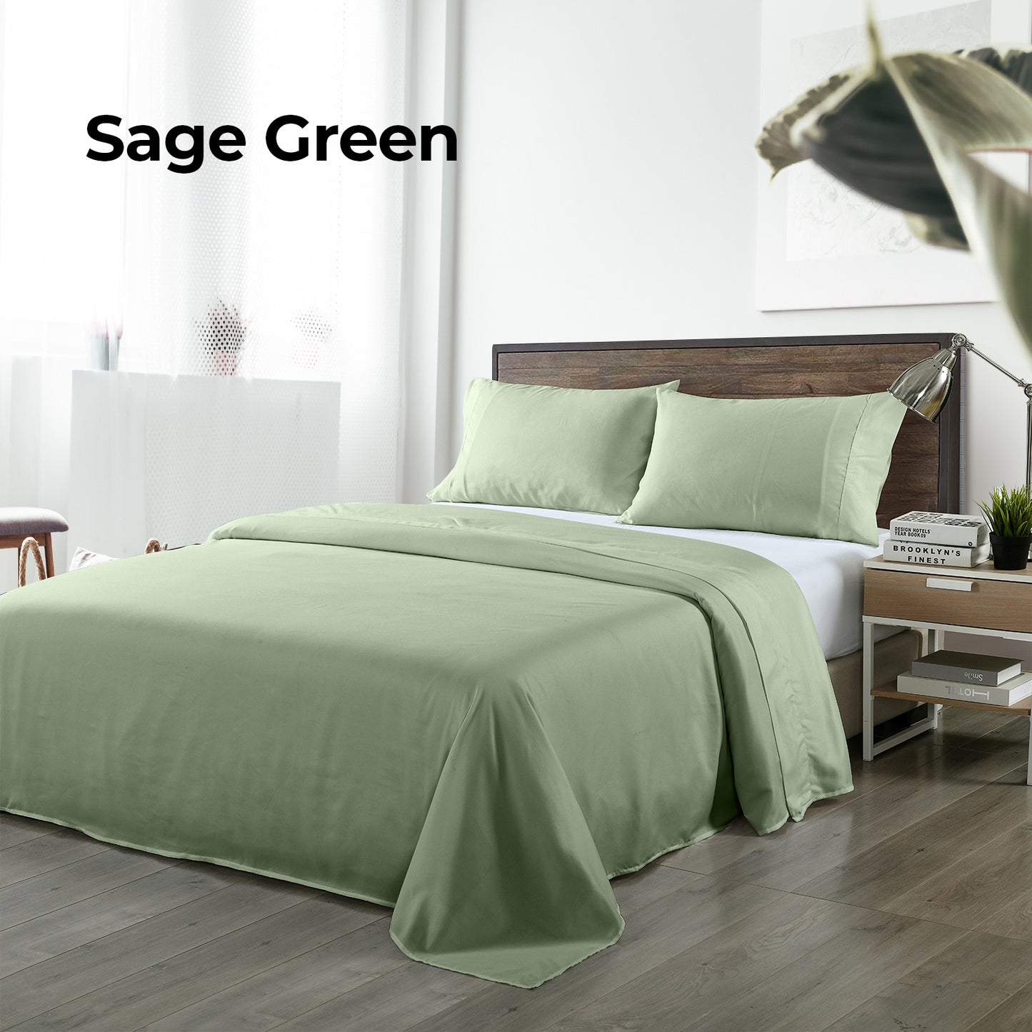 Bamboo Sheet Set Queen 1000TC 40% Bamboo 60% Microfibre Sage Green