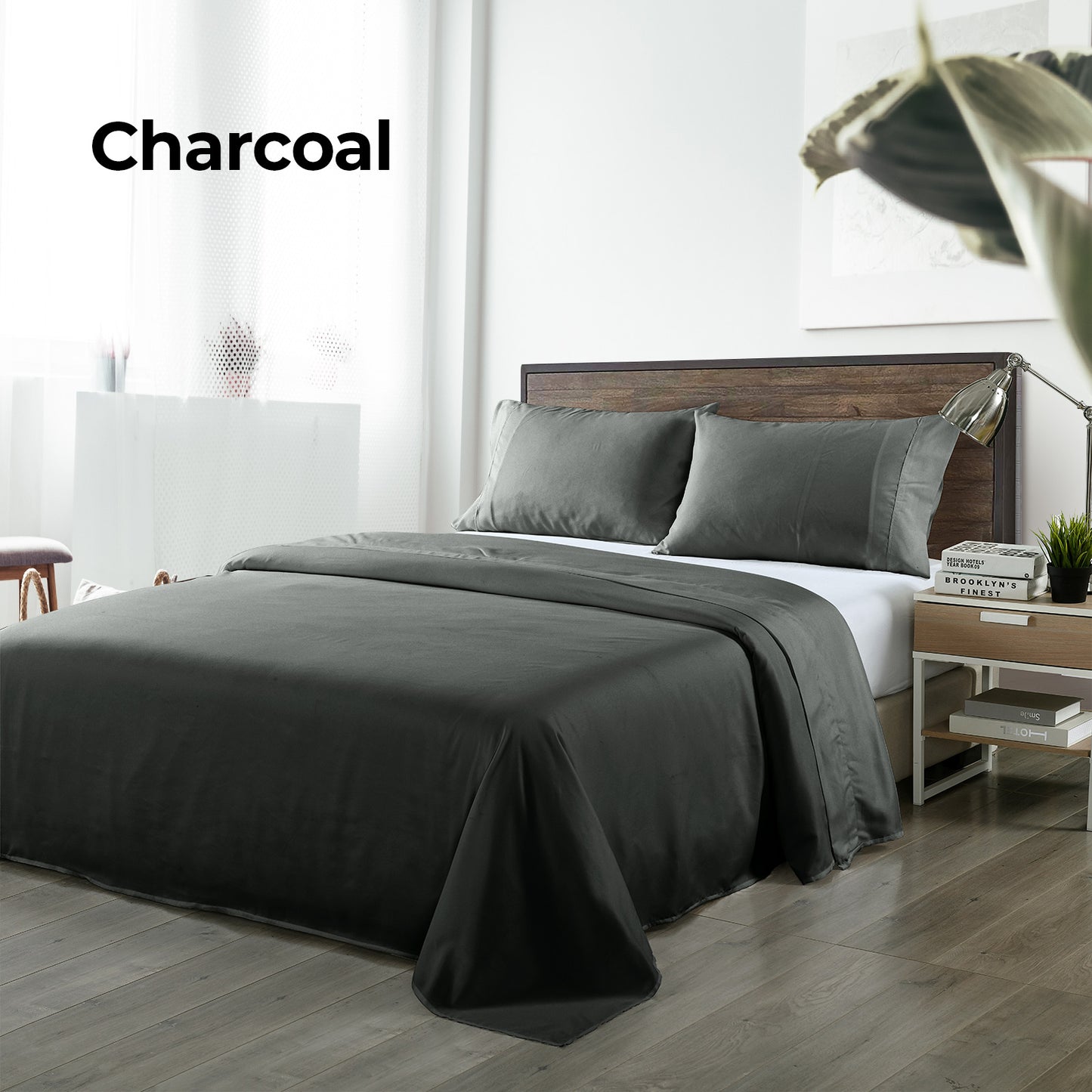 Bamboo Sheet Set King 1000TC 40% Bamboo 60% Microfibre Charcoal