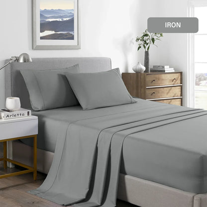 Royal Comfort 2000TC Bamboo Cooling Sheet Set King Mid Grey - Ultra Soft Bedding