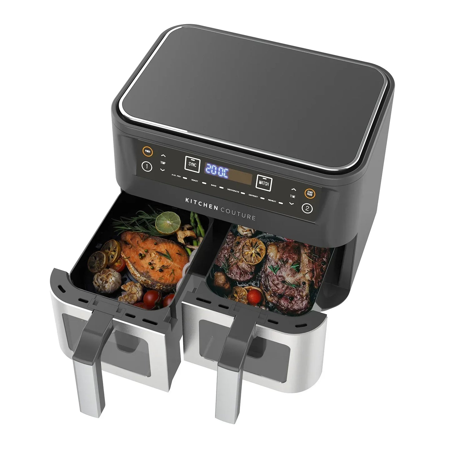 Kitchen Couture Dual View 2 x 5 Litre (10 Litre) Air Fryer Stainless Steel - Stacks Warehouse