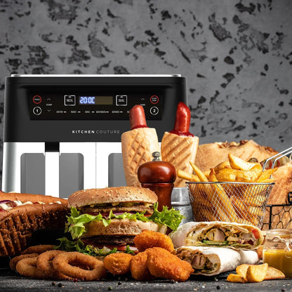 Kitchen Couture Dual View 2 x 5 Litre (10 Litre) Air Fryer Stainless Steel - Stacks Warehouse