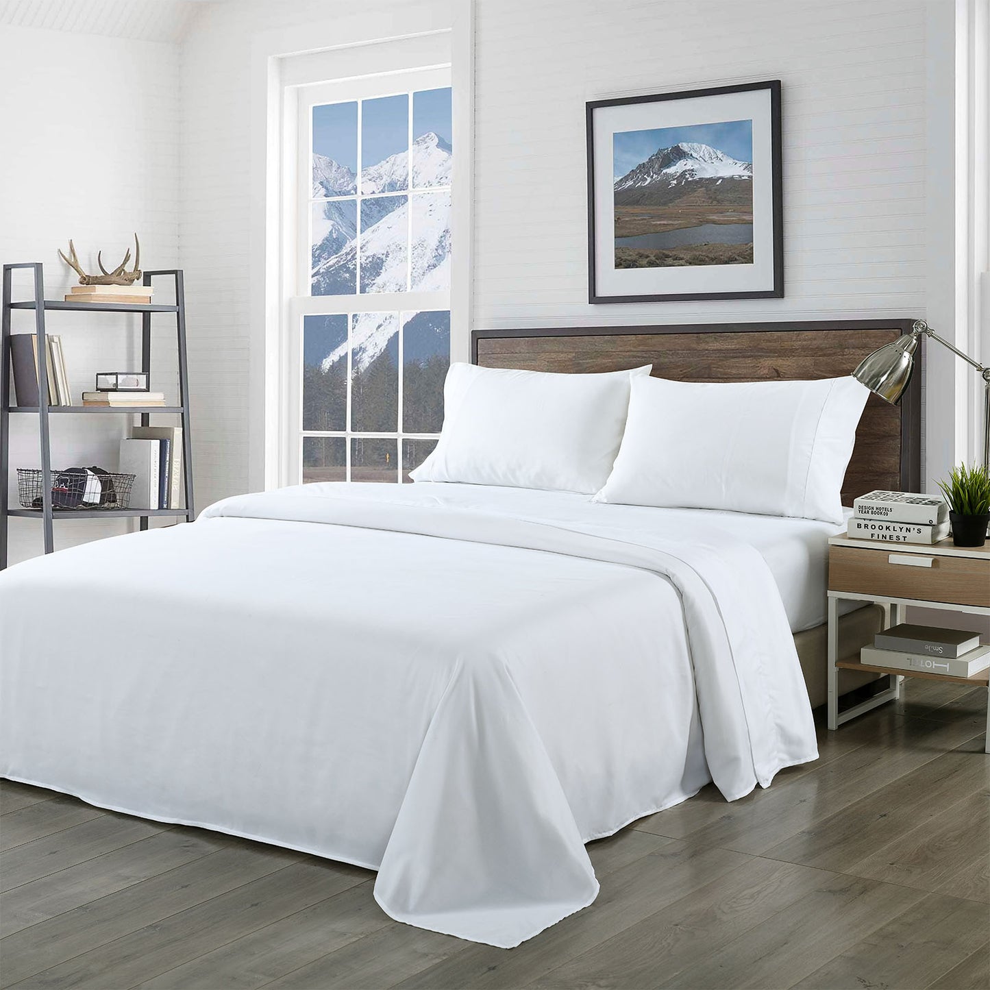 Bamboo Sheet Set Double 1000TC 40% Bamboo 60% Microfibre White