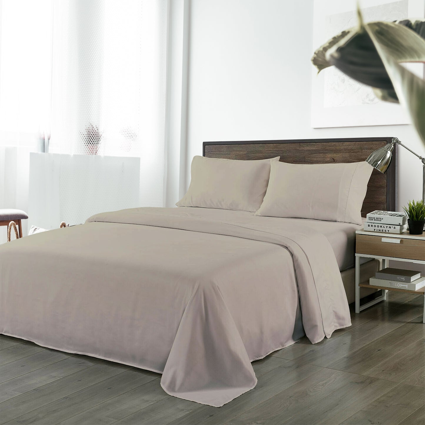 Bamboo Sheet Set Double 1000TC 40% Bamboo 60% Microfibre Warm Grey
