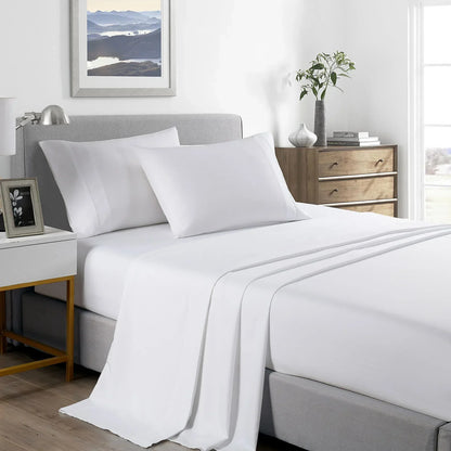 Royal Comfort 2000TC Bamboo Cooling Sheet Set King White - Ultra Soft Bedding
