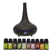 Milano Aroma Diffuser Set With 13 Pack Diffuser Oils Humidifier Aromatherapy - Dark Wood - Stacks Warehouse