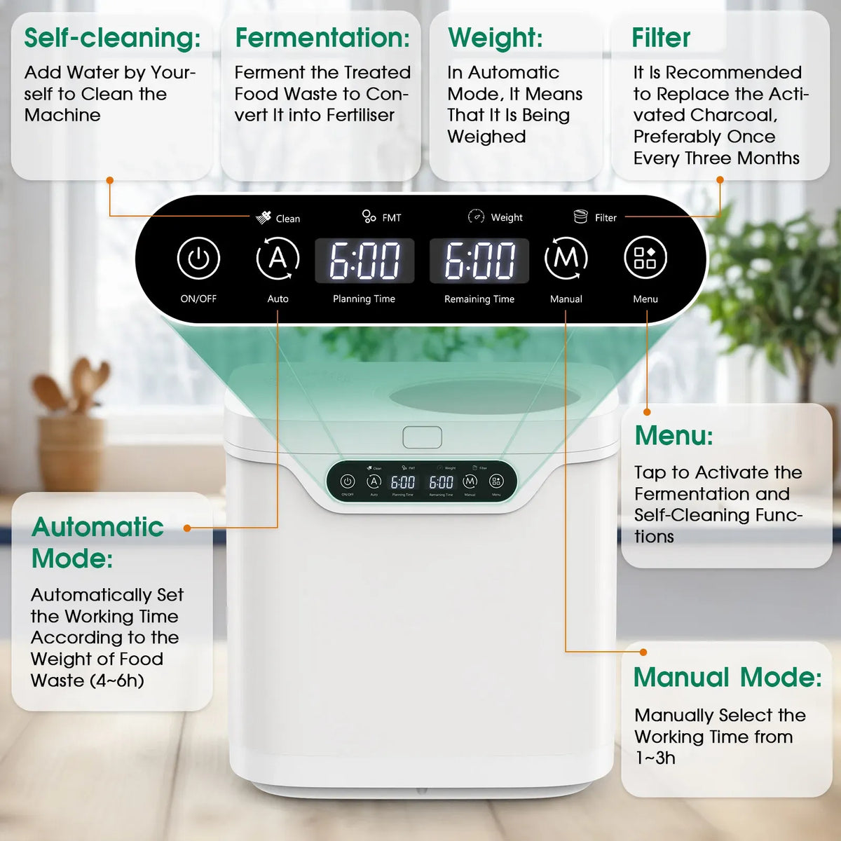 4L kitchen composter that turns food scraps into compost