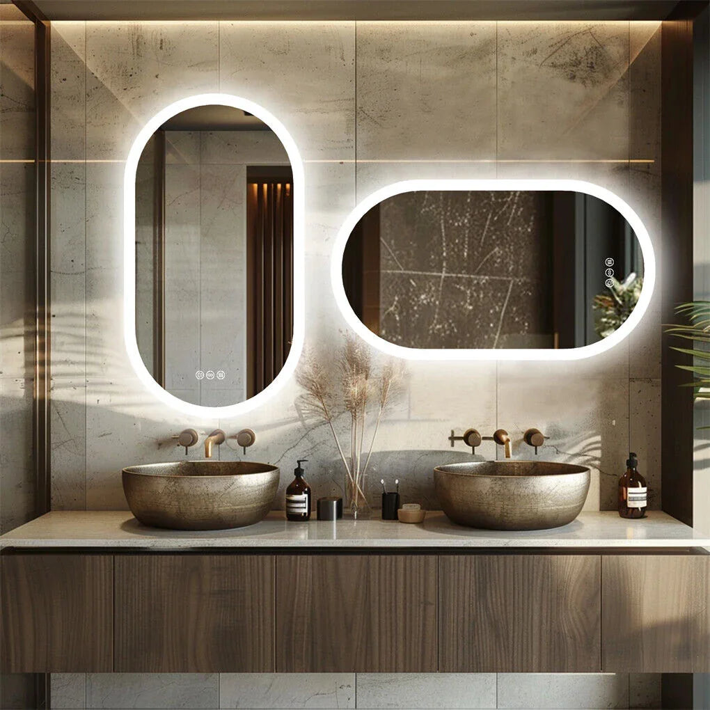 LED Bathroom Mirror Oval 120x60cm Anti-Fog Dimmable Wall Mount