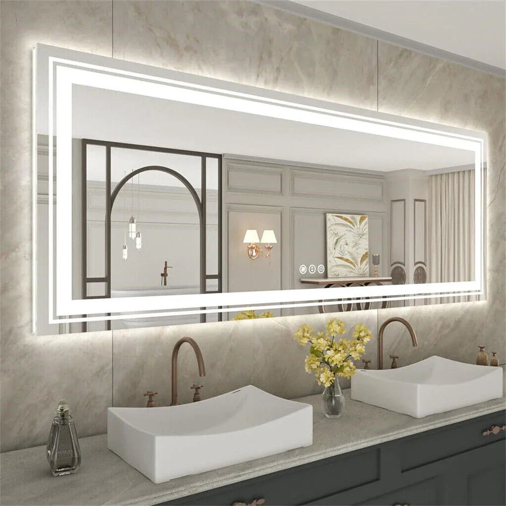 LED Bathroom Mirror 1000x600mm Anti-Fog Dual Lighting