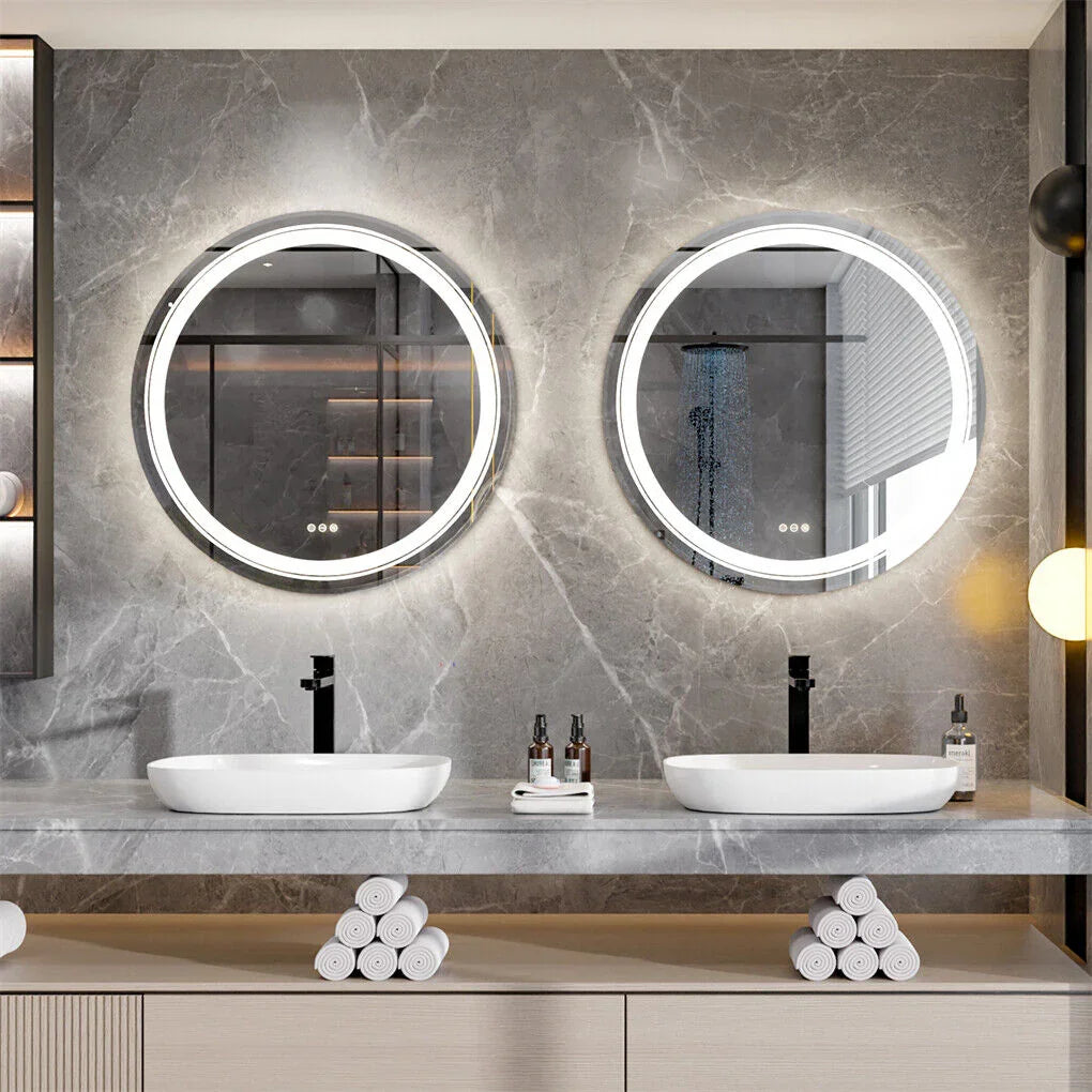 LED Bathroom Mirror 80cm Circle Anti-Fog Backlit HD Glass