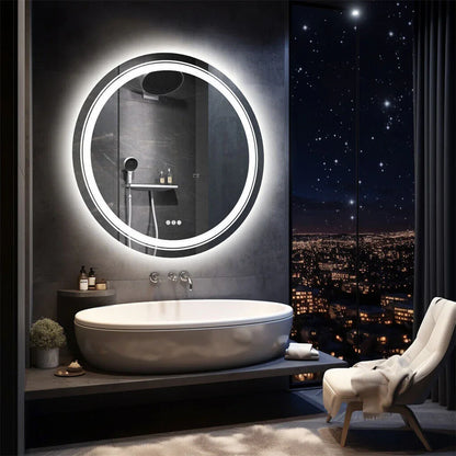 LED Bathroom Mirror 80cm Circle Anti-Fog Backlit HD Glass