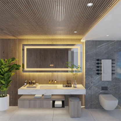 LED Bathroom Mirror 700x900mm RGB Anti-Fog Aluminum Frame