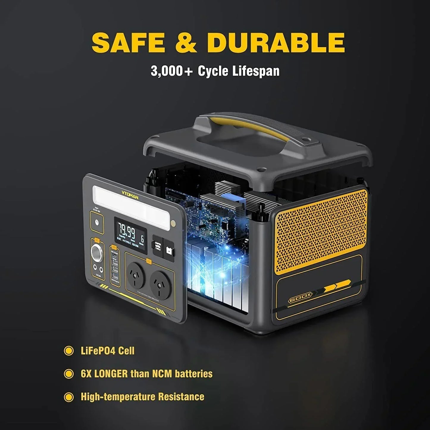 Jump 600X 600W Power Station 110W Solar Panel 10A AC DC Battery Backup