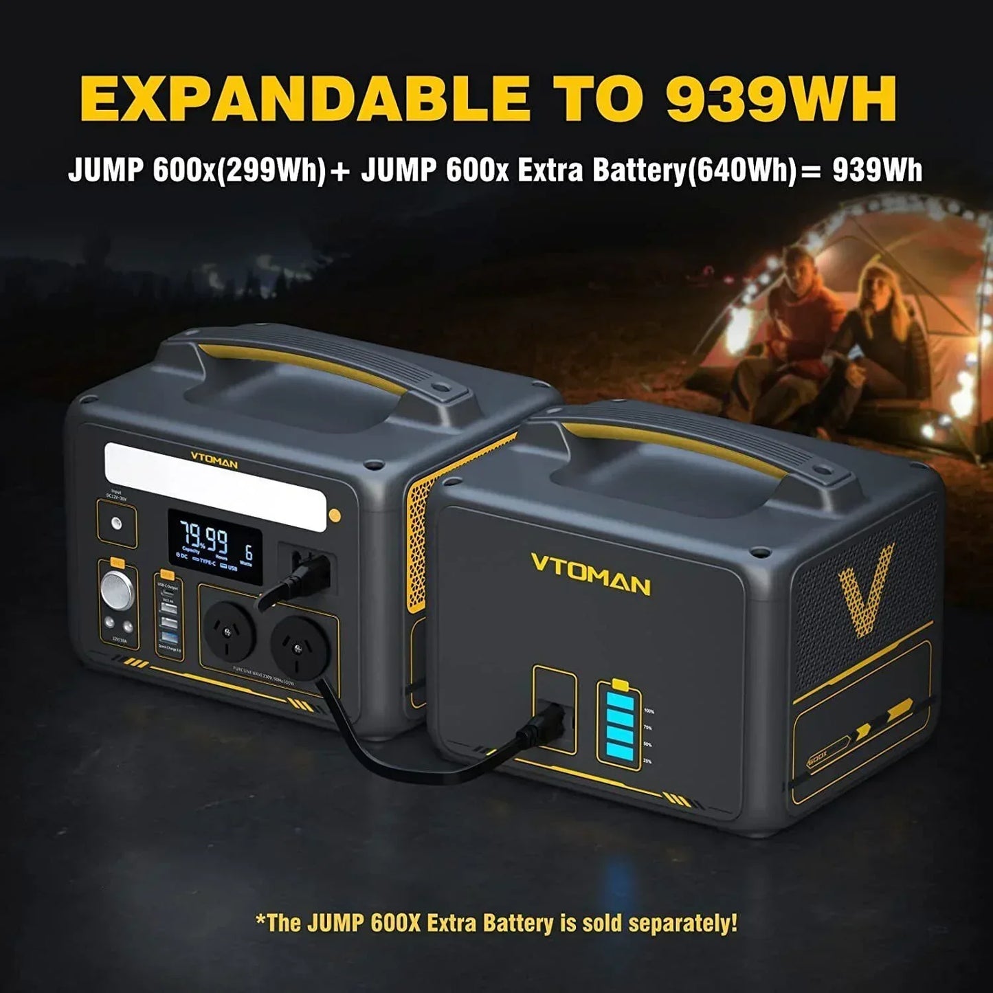 Jump 600X 600W Power Station 110W Solar Panel 10A AC DC Battery Backup