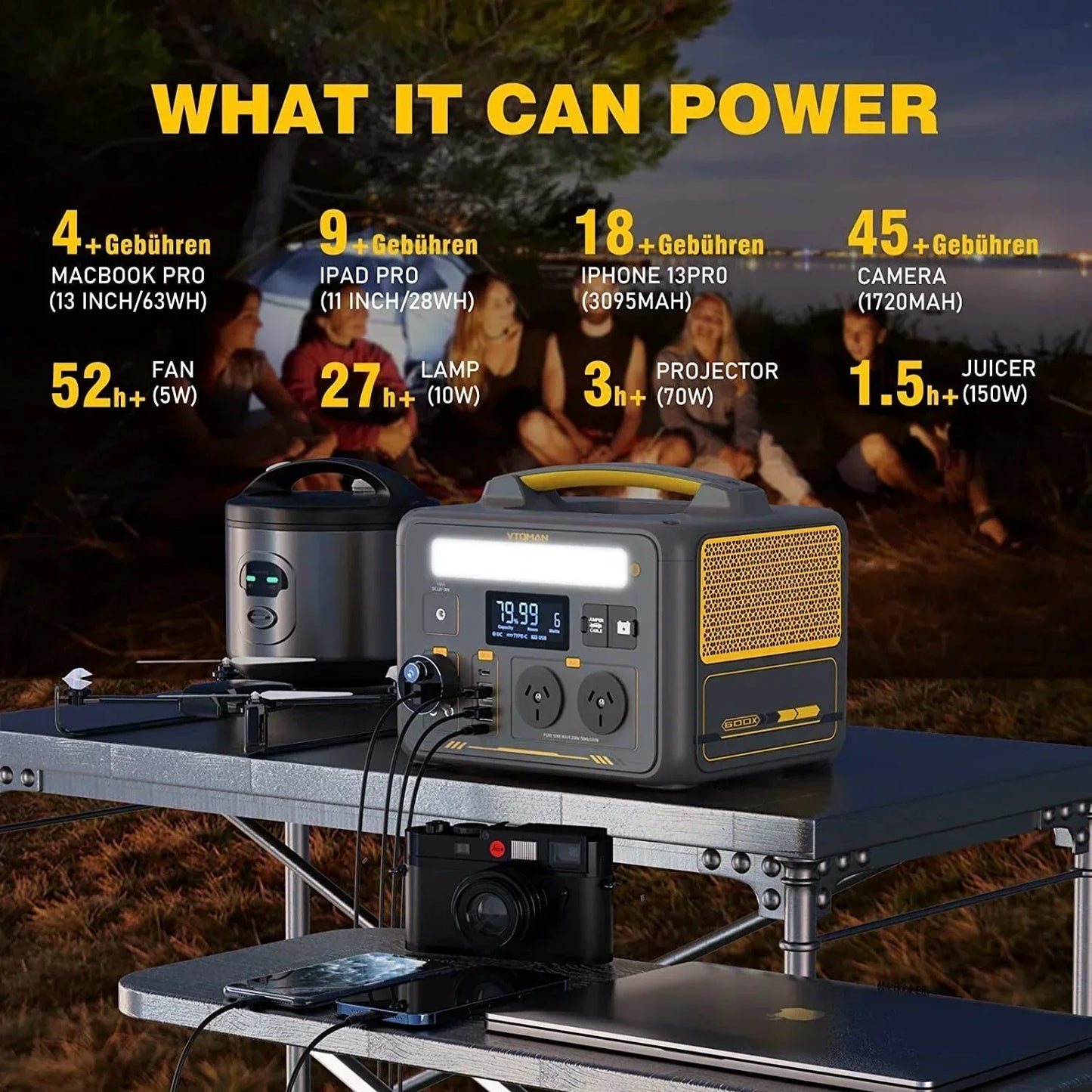 Jump 600X 600W Power Station 110W Solar Panel 10A AC DC Battery Backup