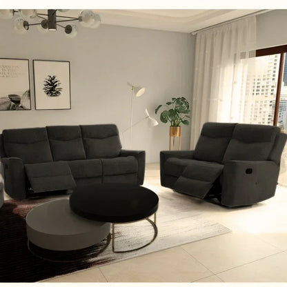 Fabric Motion Recliner Sofa Set Cosmic Dark Gray Manual 3+2 Seater - Stacks Warehouse