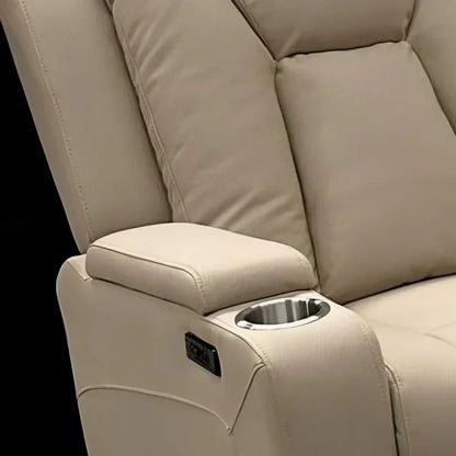 Theatre Electric Recliner Sofa Buckskin Fabric Single Latte - Stacks Warehouse