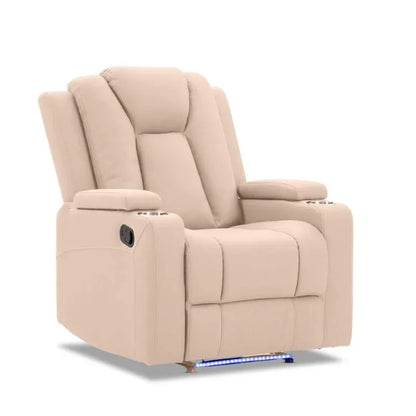 Theatre Electric Recliner Sofa Buckskin Fabric Single Latte - Stacks Warehouse