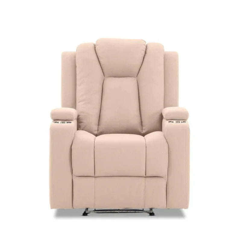 Theatre Electric Recliner Sofa Buckskin Fabric Single Latte - Stacks Warehouse