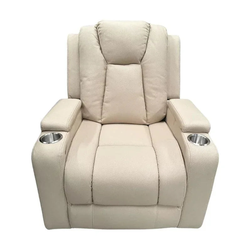 Theatre Electric Recliner Sofa Buckskin Fabric Single Latte - Stacks Warehouse