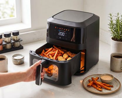 Healthy Choice 1400W air fryer, 80 to 200C temperature range