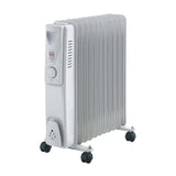Oil Column Heater 11 Fin 2400W 3 Heat Settings Castor Wheels Thermostat White