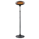 Outdoor Electric Patio Heater 2000W Freestanding Quartz 170-210cm Adjustable IPX4 Black