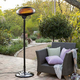 Outdoor Electric Patio Heater 2000W Freestanding Quartz 170-210cm Adjustable IPX4 Black