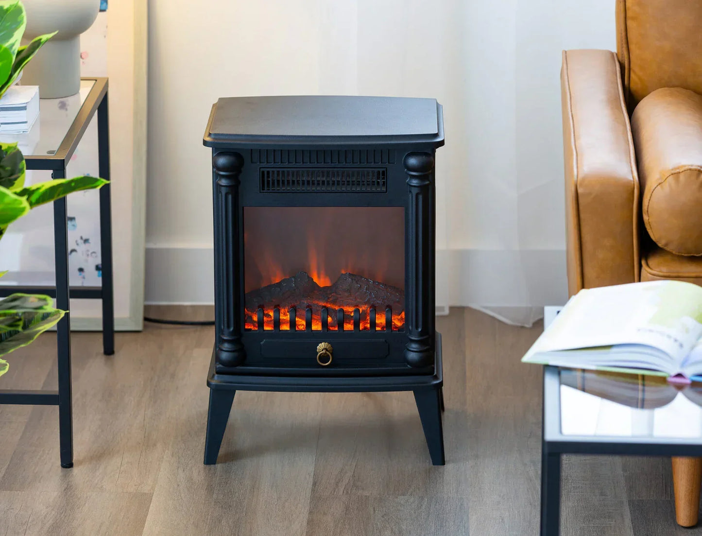 Electric Log Fireplace Heater with Overheat Protection - Stacks Warehouse
