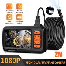 1080p snake camera with 4.3in IPS display, 8LEDs, IP67 waterproof, 2M flexible cable for inspection