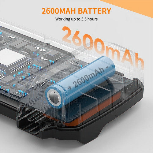 2600mAh battery for electronic device, 3.5 hours runtime, shown with circuit board