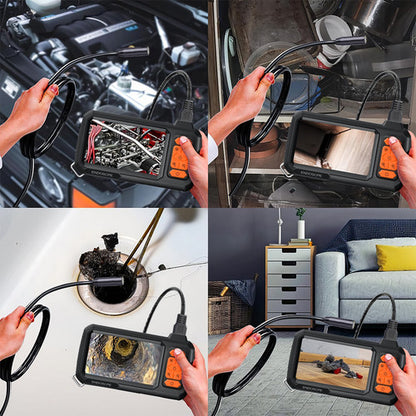 Borescope inspecting engine, pipes, drains, and home spaces for detailed visual checks