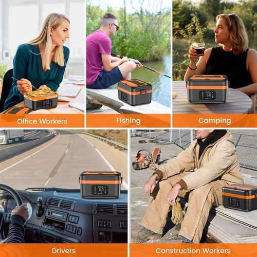 Cordless electric lunch box with six temperature settings from 65C to 90C