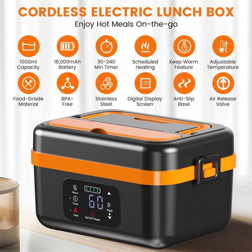 Cordless heated lunch box that doubles as a power bank