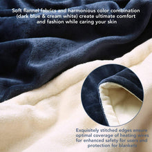 Electric Throw Rug 160x130cm Double-Sided Coral Fleece 9 Heat Settings 100W Blue