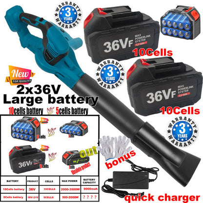 Cordless Garden Leaf Dust Blower Handheld With 2Battery & Charger 36V