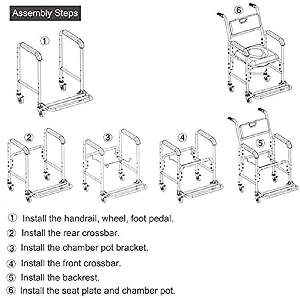 Mobile Shower Commode Chair Aluminum with Footrest - EQUIPMED Wheelchair