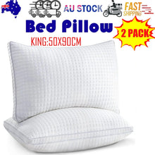 King size white bed pillows 50x90cm with quilted pattern, 2 pack, AU stock, fast shipping