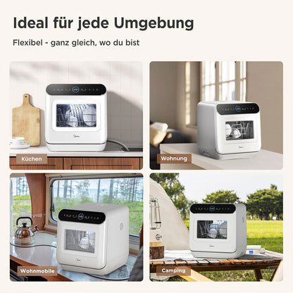 Compact countertop dishwasher for kitchen, living room, RV, and camping use – flexible, portable dishwashing